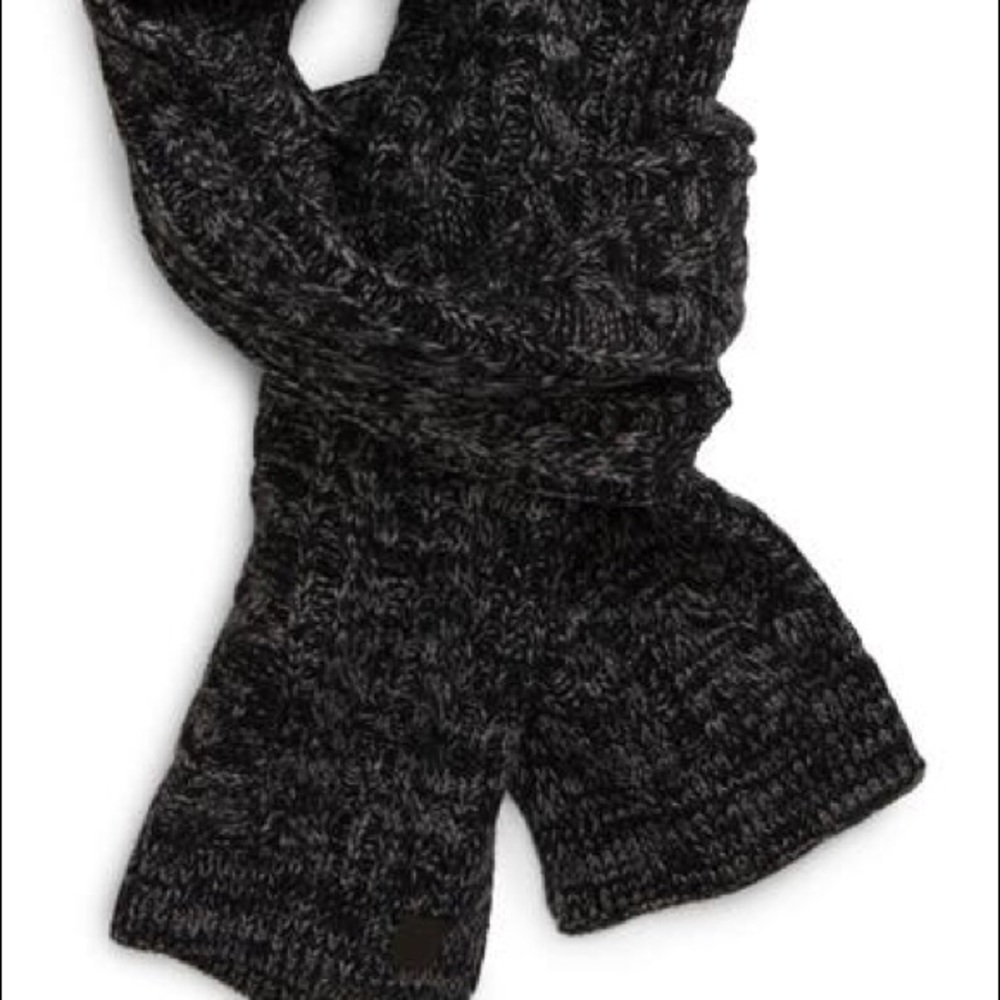 Frye Marled Muffler Cable Knit Scarf Melange Wool